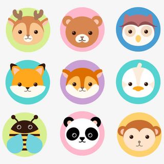 可爱森林动物头像矢量素材免抠