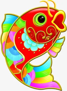 手绘中国风年画金鱼免抠