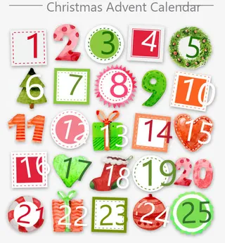 可爱水彩圣诞节倒数计时免抠