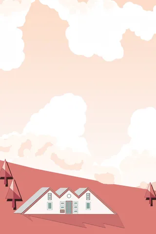 扁平卡通粉色风景广告背景图高清