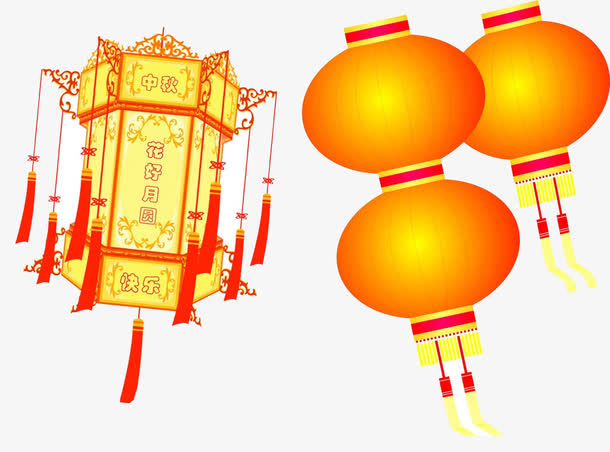 中秋佳节灯笼矢量图免抠