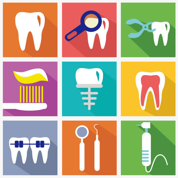 九宫格齿科口腔图标免抠