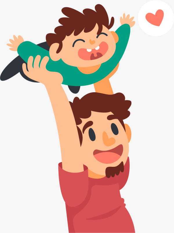 父亲节玩耍的父子免抠