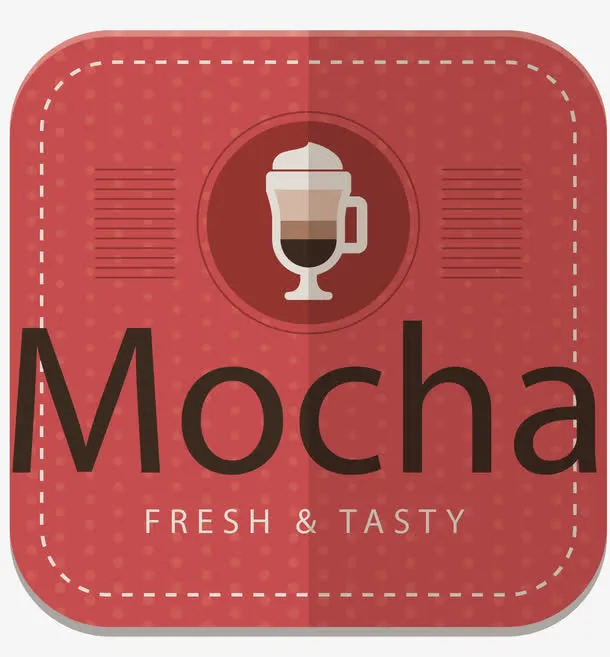 矢量粉红色焦糖玛奇朵咖啡标签免抠