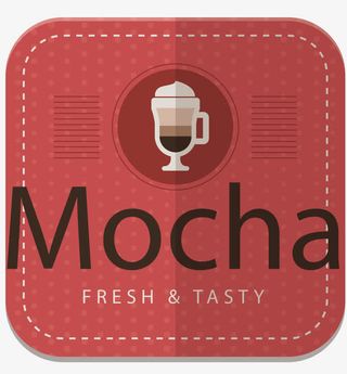 矢量粉红色焦糖玛奇朵咖啡标签免抠