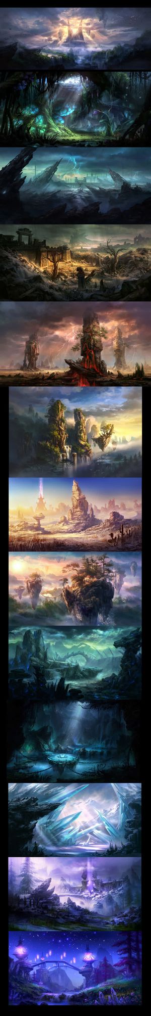 神秘阳光森林游戏场景免抠背景卡通/手绘元素