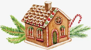 矢量手绘姜饼屋免抠