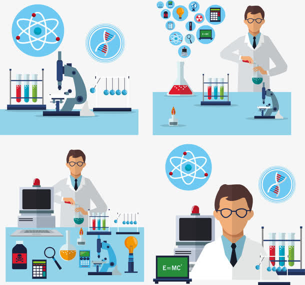 扁平化医务人员和医疗器械矢量免抠