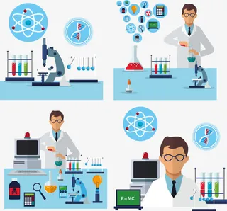 扁平化医务人员和医疗器械矢量免抠