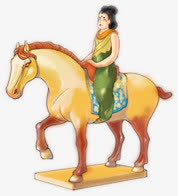 手绘中国风骑马免抠