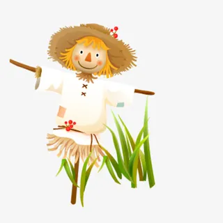 戴草帽的稻草女孩免抠