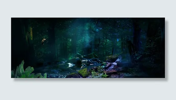 森林浪漫梦幻绿色淘宝海报背景高清