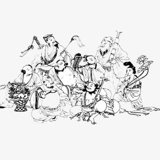 经典传统八仙过海装饰底纹图案素免抠