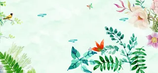 春季上新手绘水彩绿叶绿banner高清