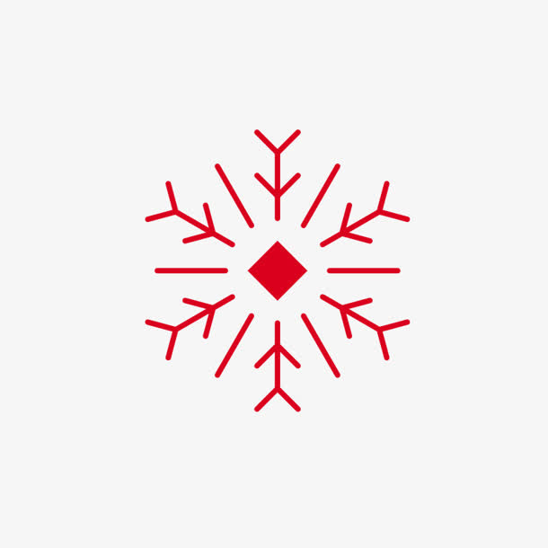 创意红色扁平雪花效果免抠