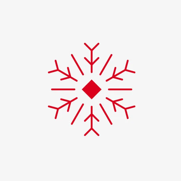 创意红色扁平雪花效果免抠