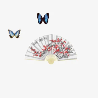 水墨梅花扇免抠