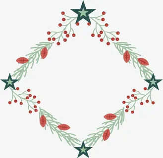 五角星树枝红树叶边框免抠