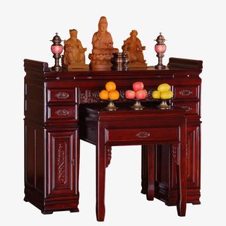 红木色供桌免抠