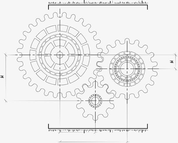 黑白科技感齿轮设计免抠