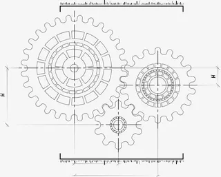 黑白科技感齿轮设计免抠