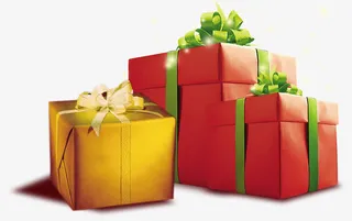 中秋节红黄色礼盒免抠