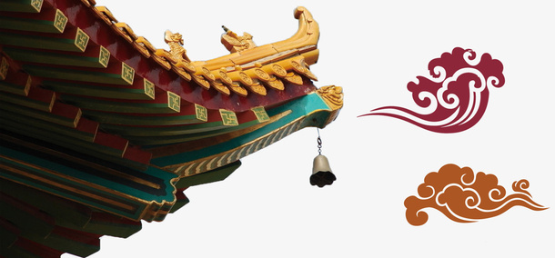 中国风金色琉璃瓦屋角免抠