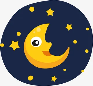 卡通月亮温馨图案免抠