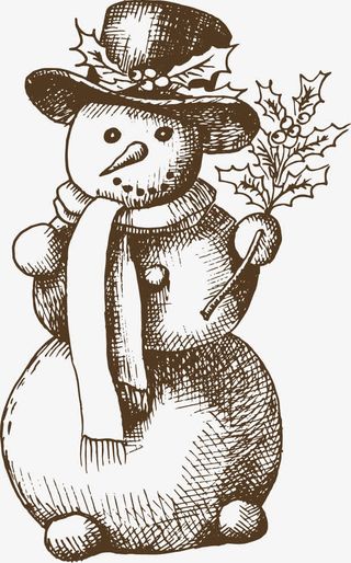 手绘圣诞雪人矢量素材免抠