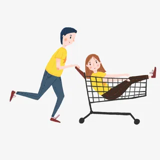 卡通手绘开心的情侣免抠