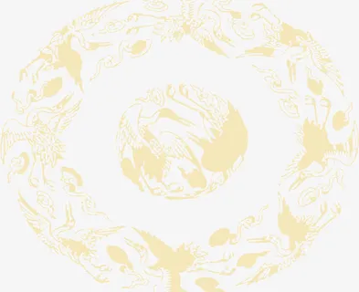 黄色飞鸟仙鹤复古圆环中秋免抠