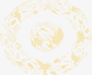 黄色飞鸟仙鹤复古圆环中秋免抠