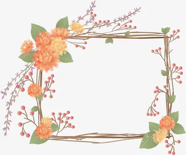 橙色花朵边框免抠 橙色花朵边框免抠