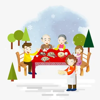 卡通团圆一家人免抠