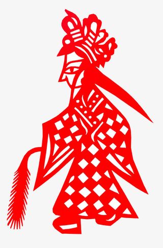 穿着戏服表演的人物剪纸免抠