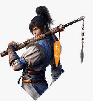 扛剑侠士古风手绘免抠