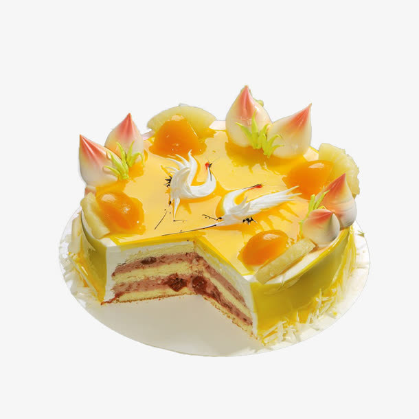 黄色水果蛋糕免抠