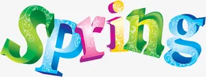 彩色卡通五彩春天字母免抠