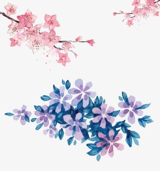 卡通花朵树枝免抠