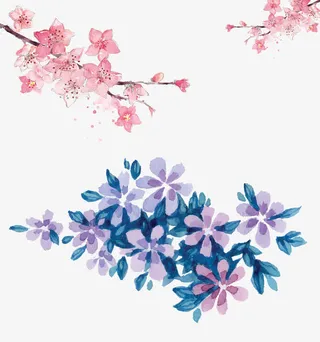 卡通花朵树枝免抠