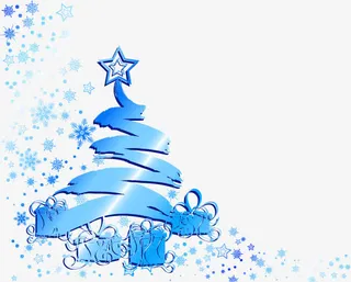 蓝色圣诞树免抠