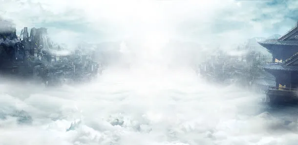 白色薄雾梦幻城堡免抠