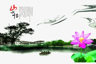 夏日游湖画免抠