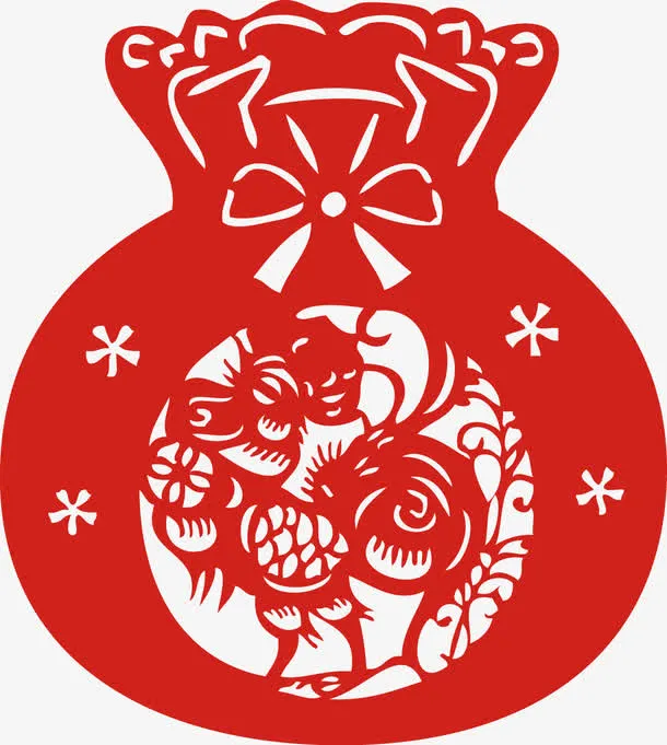新年鸡年福袋剪纸窗花生肖免抠