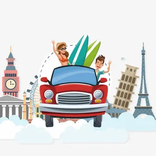 国庆出游海报免抠