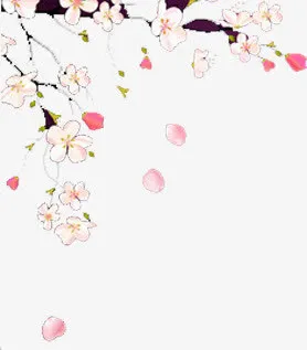 手绘桃花植物花朵免抠