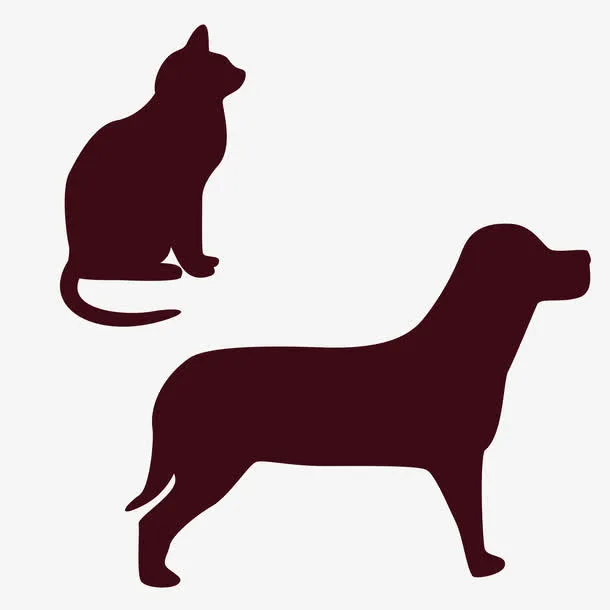 猫狗的剪影免抠