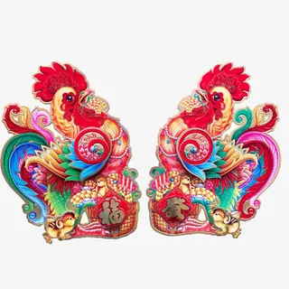 福发金鸡立体门贴免抠