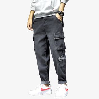  秋季爆款宽松休闲牛仔裤男免抠