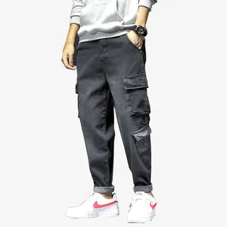  秋季爆款宽松休闲牛仔裤男免抠